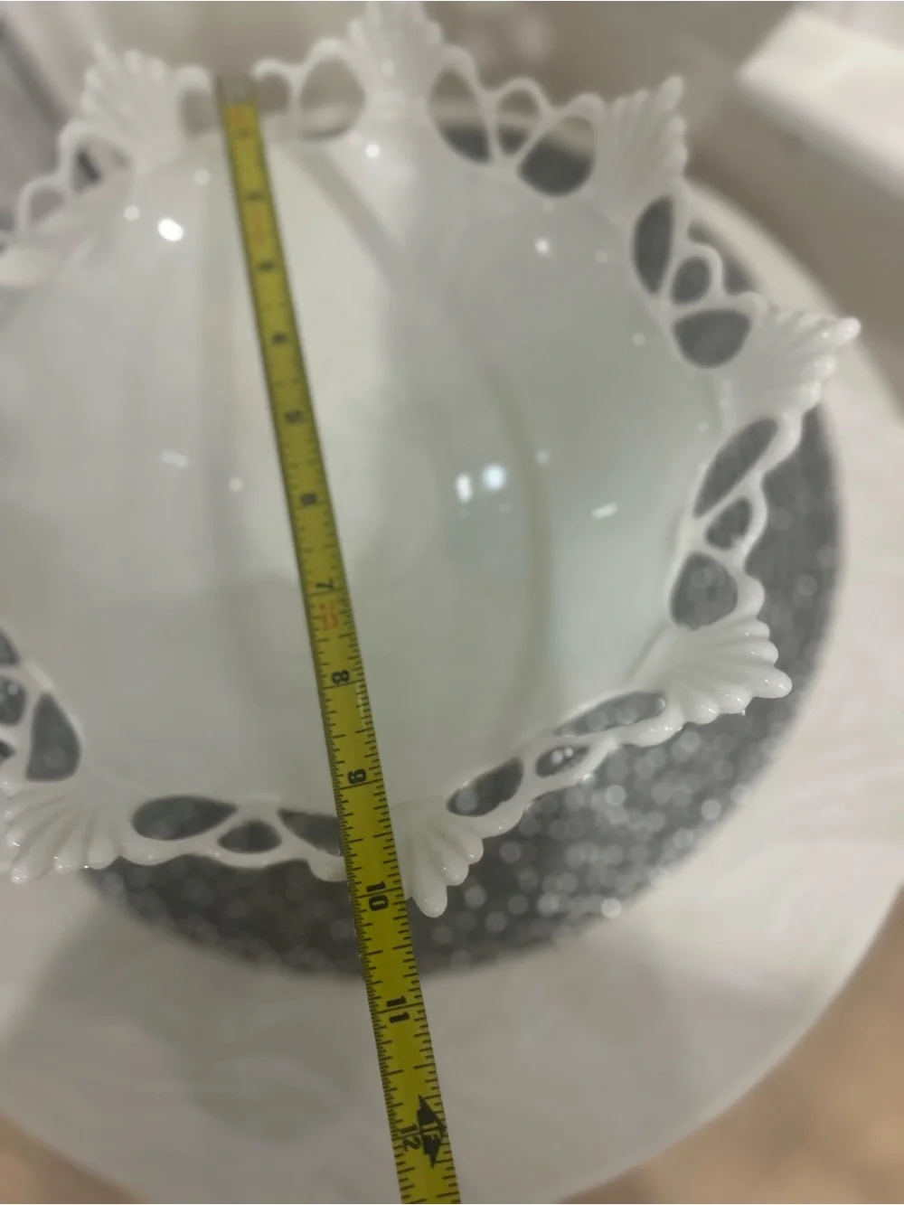 Vintage 1950s-60s Westmoreland White Milk Glass Bowl Ring & Petal Footed